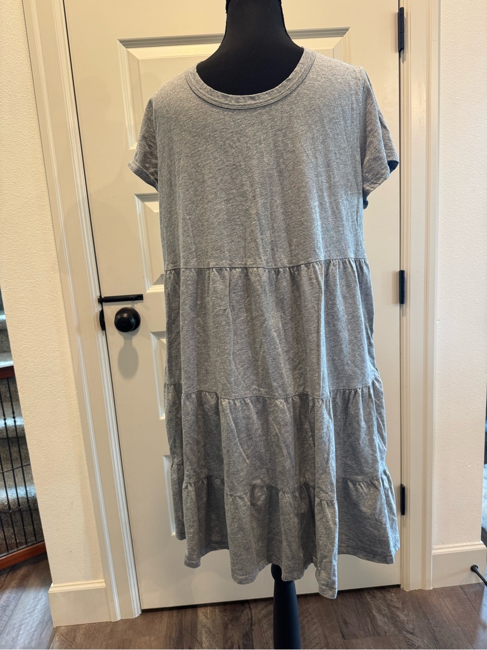 Time and Tru Gray Tiered Jersey Casual Dress